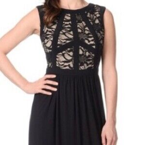 R&M Richards Mini Sequin Lace Sleeveless Lined Mini Little Black Formal Dress 6